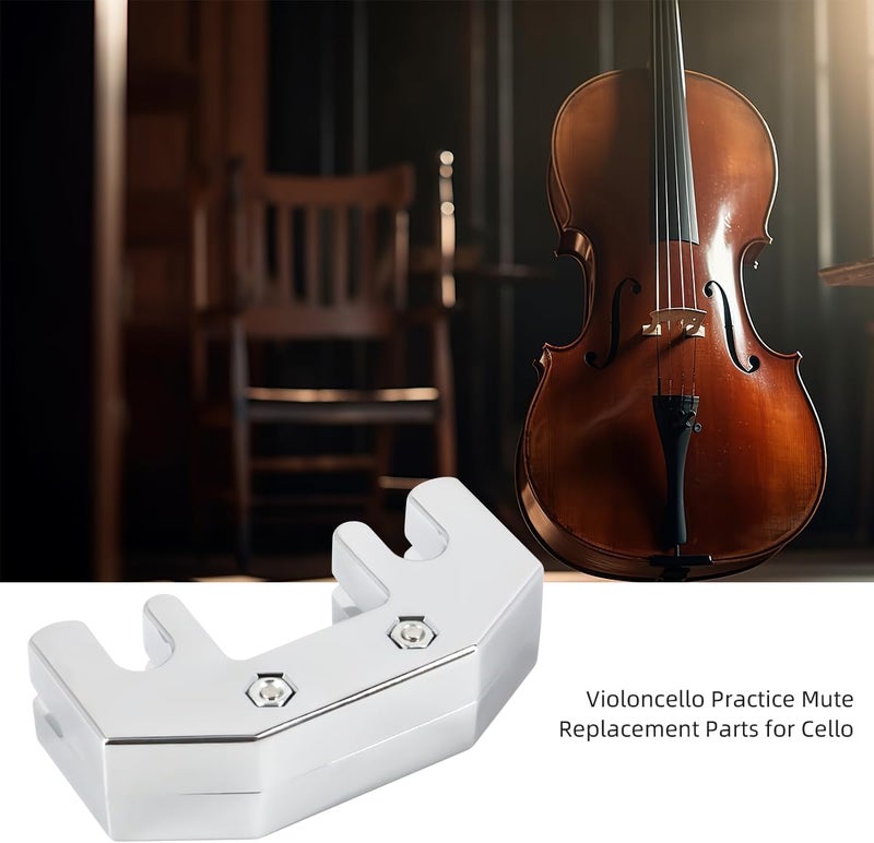 Domofa Cello Mute Metal Violoncello Practice Silencer for Cello Replacement Parts (Silver) - Image 3